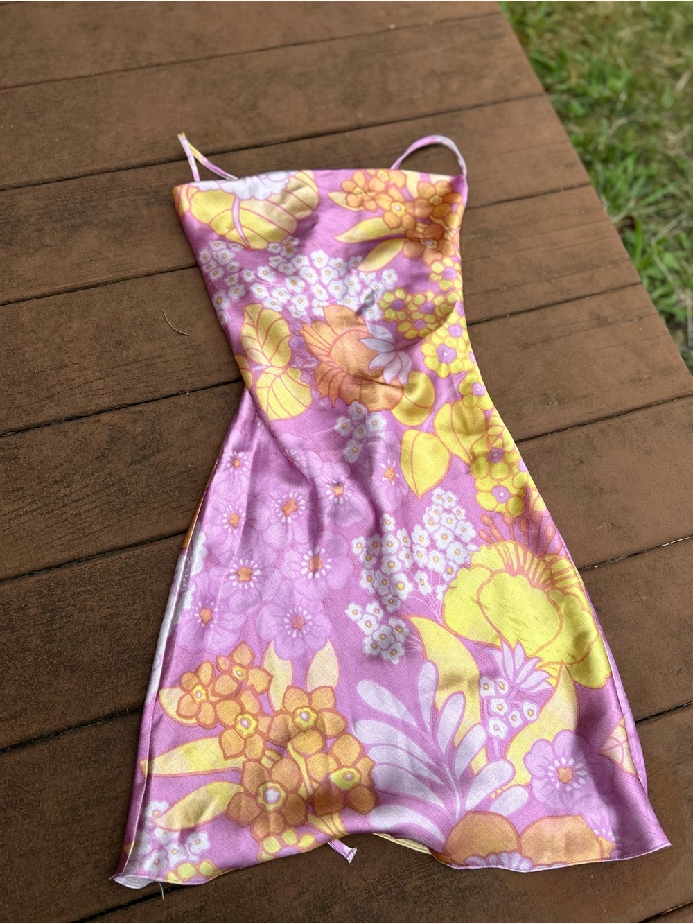 Floral Pink and Yellow One-Piece Dress